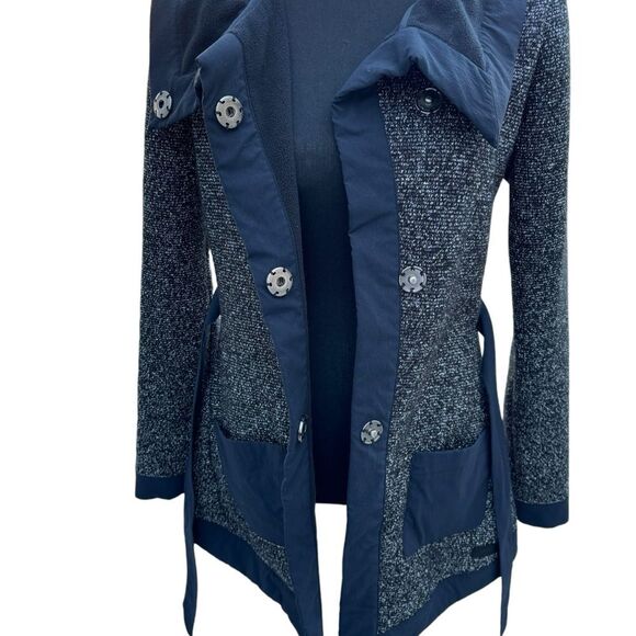 Merrell Select Regulate Navy Fleece Lined Belted Snap Coat size S/P - Picture 2 of 8